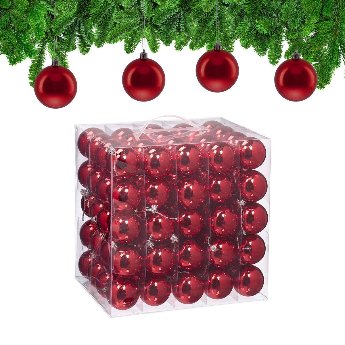 Set of 100 Glossy Christmas Tree Baubles