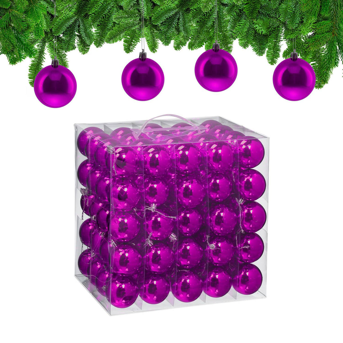 Set of 100 Glossy Christmas Tree Baubles