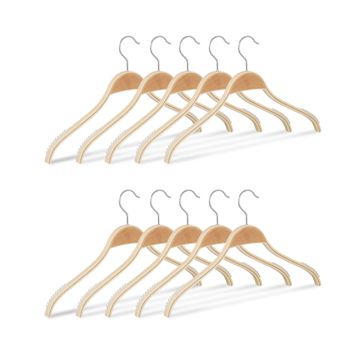 Set of 10 Wooden Clothes Hangers