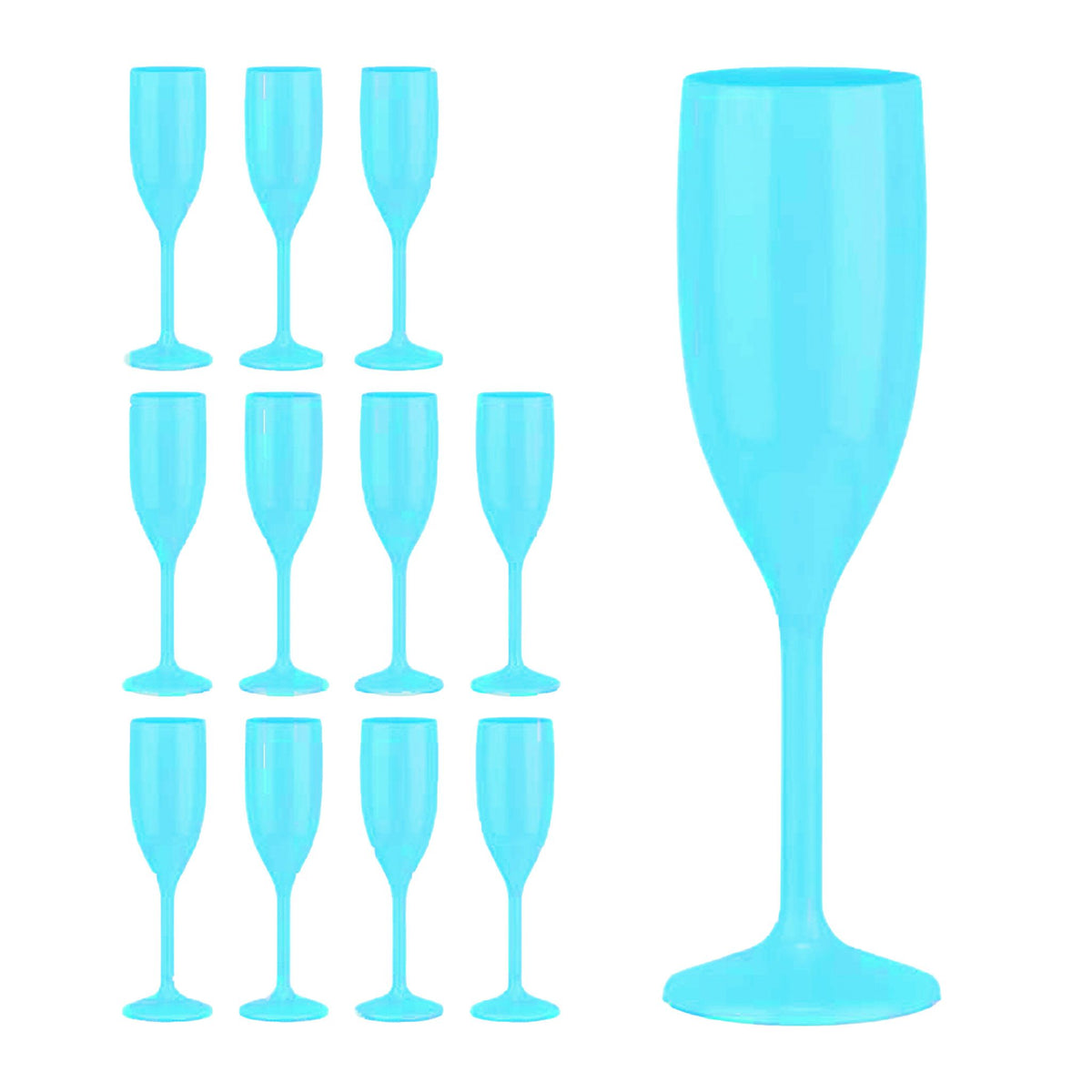 Set of 12 Shatterproof Plastic Champagne Flutes