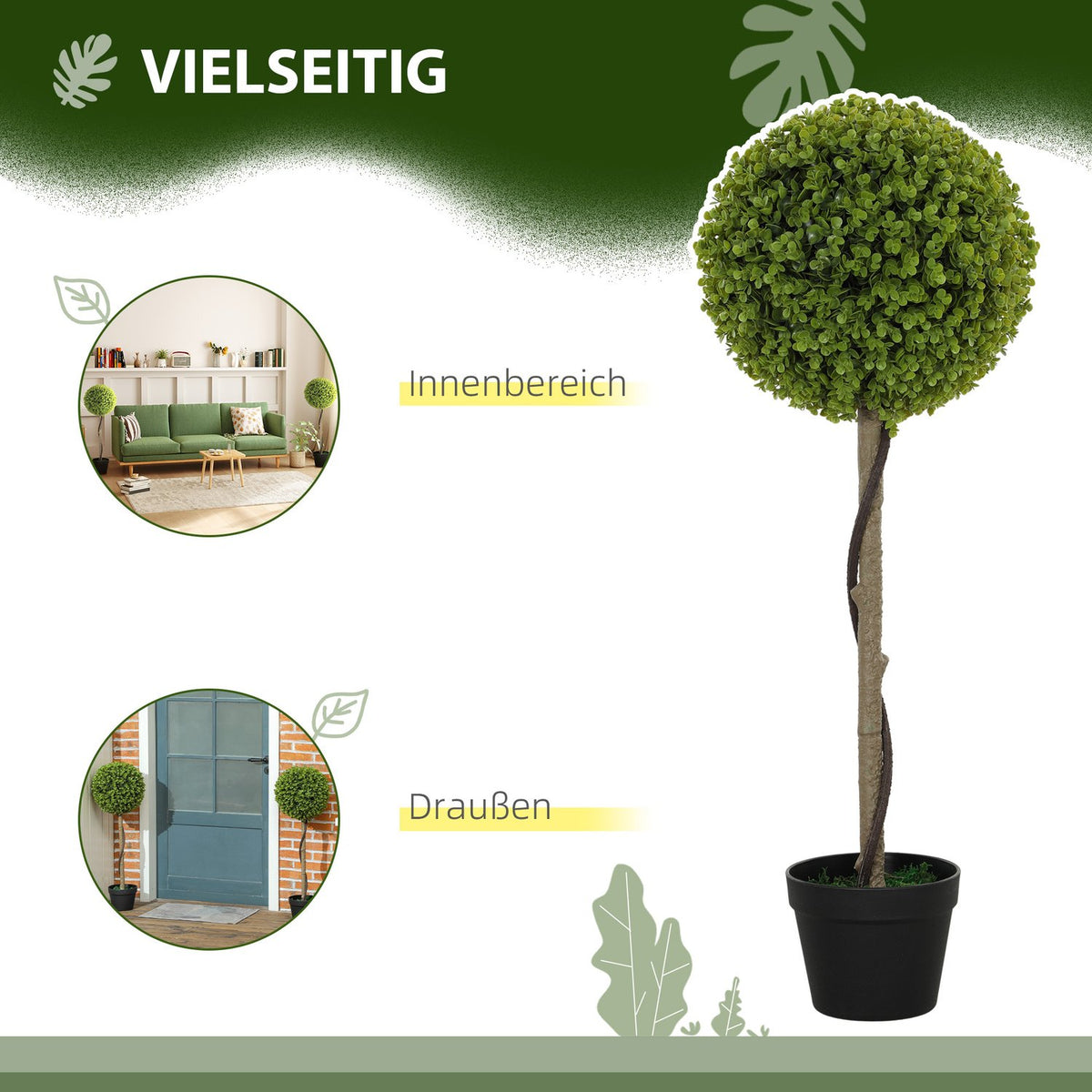 Set of 2 Artificial Eucalyptus 90cm Houseplant Artificial Plant in Pot Large Decorative Plants for Home Office Hallway Garden Green
