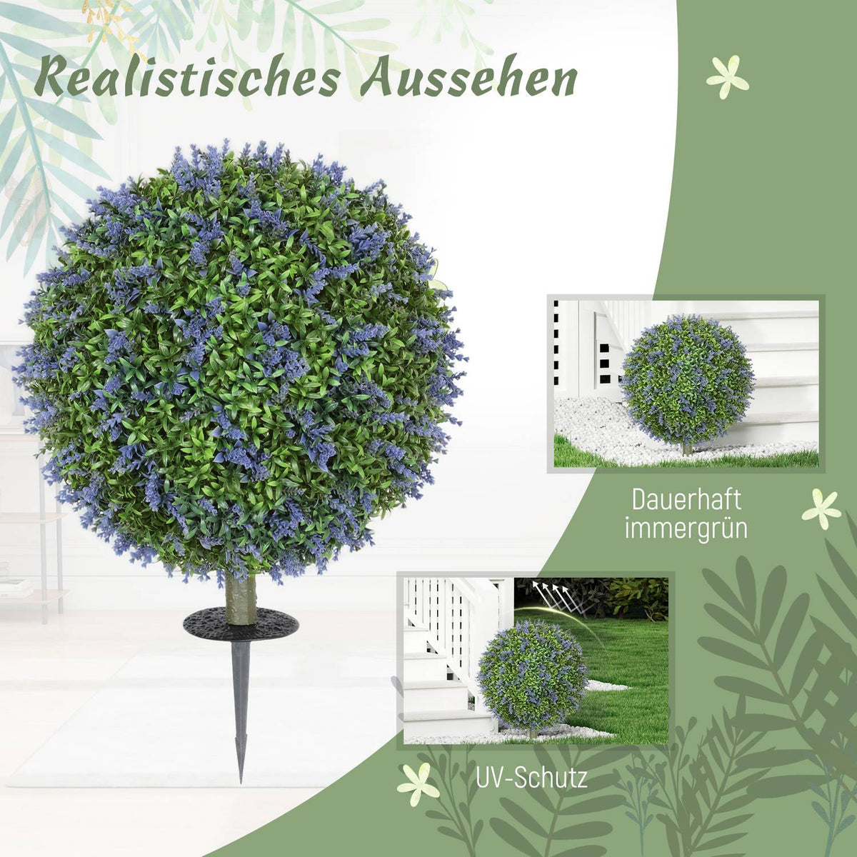 Set of 2 Artificial Lavender 60 cm Artificial Plants with UV Protection Artificial Plant Like Real with Ground Stakes for Bedroom Living Room Office Garden Modern Decoration |