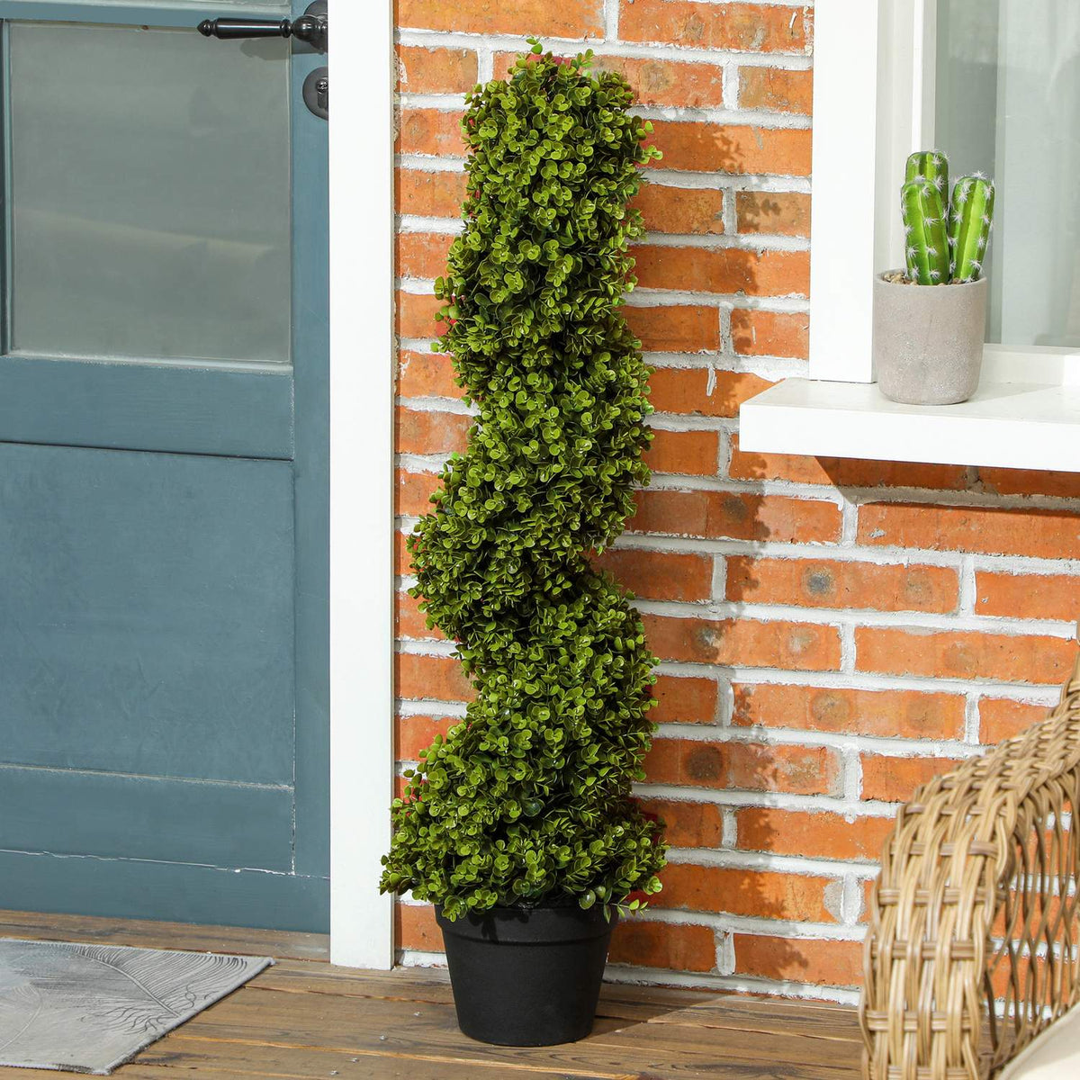 Set of 2 Artificial Spiral Eucalyptus 90cm Houseplant Artificial Plant Large Decorative Plants in Pot for Home Office Hallway Garden Green