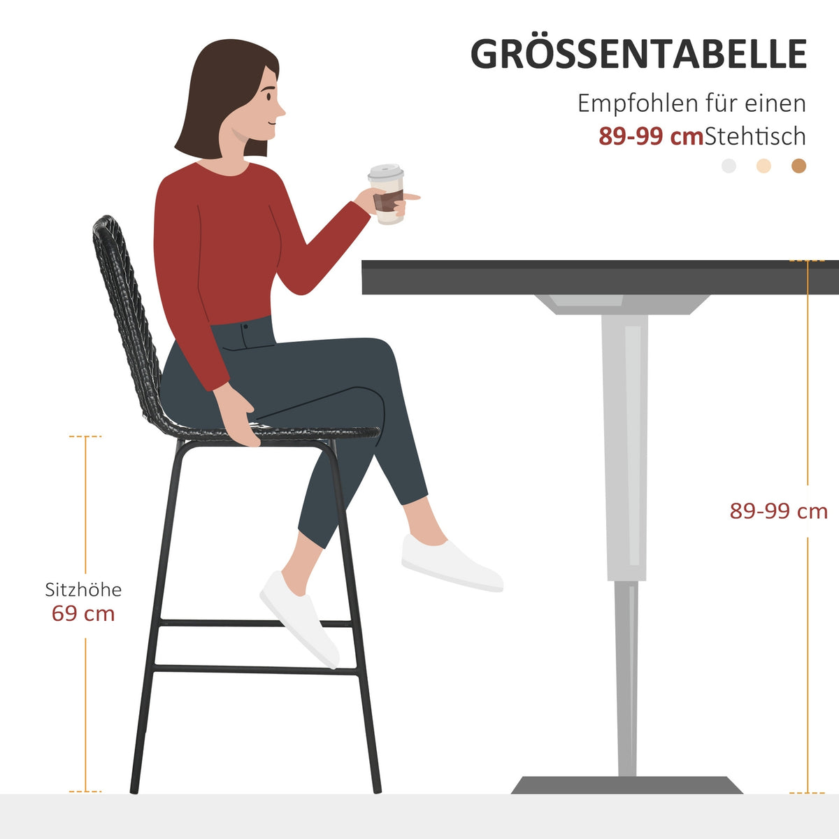 Set of 2 Bar Stools, Bistro Stools with Footrest, Bar Chair, Kitchen Chair with Steel Legs for Living Room, Dining Room, Black, 42.5 x 52 x 102 cm