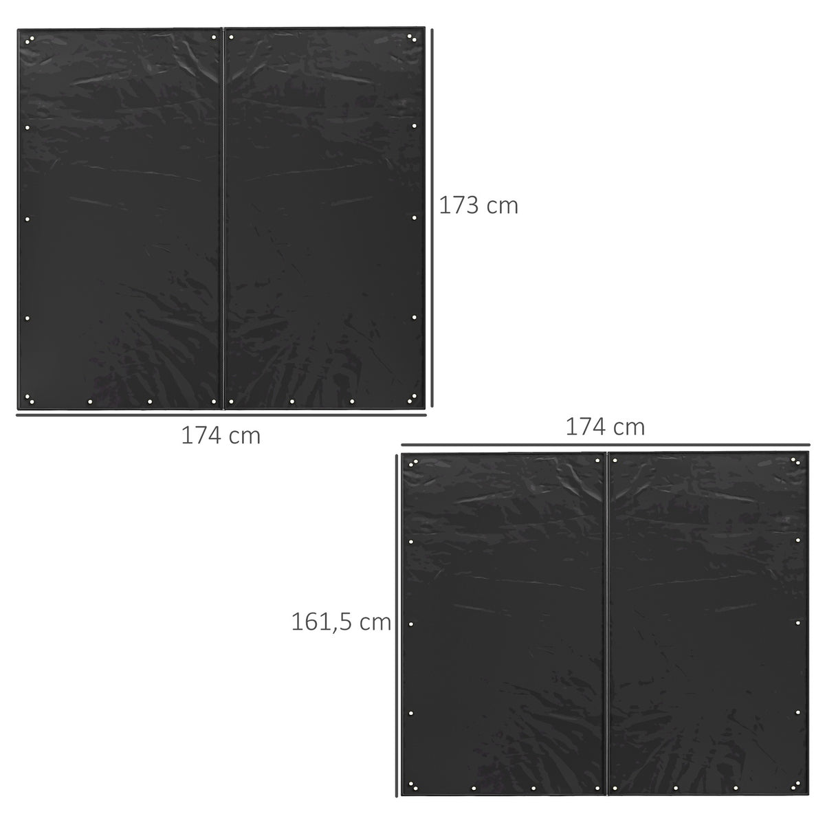 Set of 2 Firewood Rack Covers 174cm Waterproof 600D Oxford UV Protection Firewood Rack Cover for Firewood Rack 176W x 163/175H cm Black