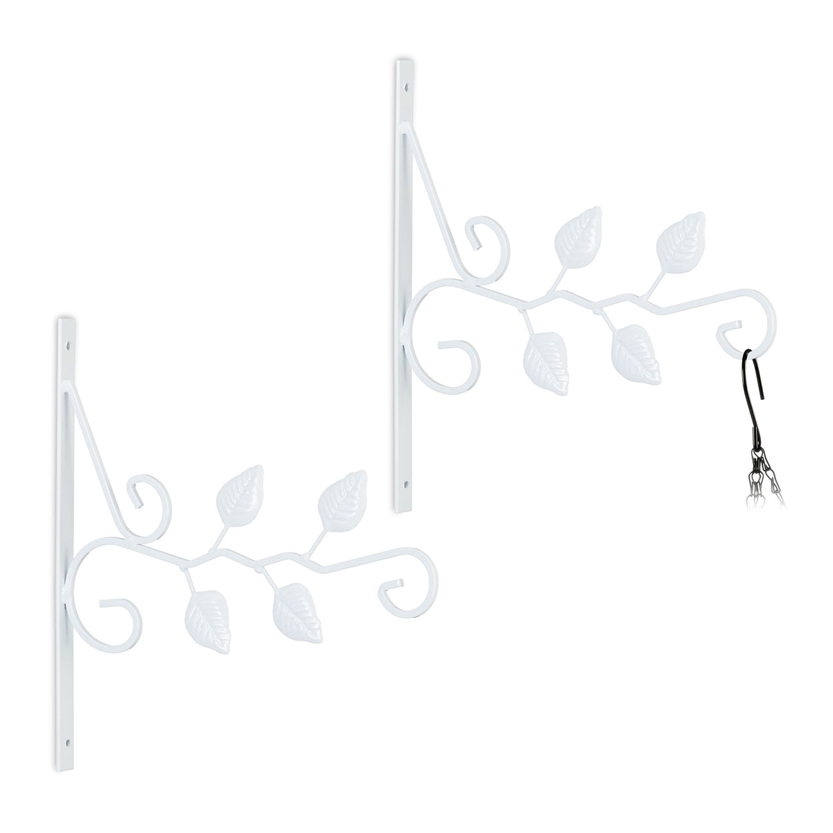 Set of 2 Hanging Basket Brackets Leaves