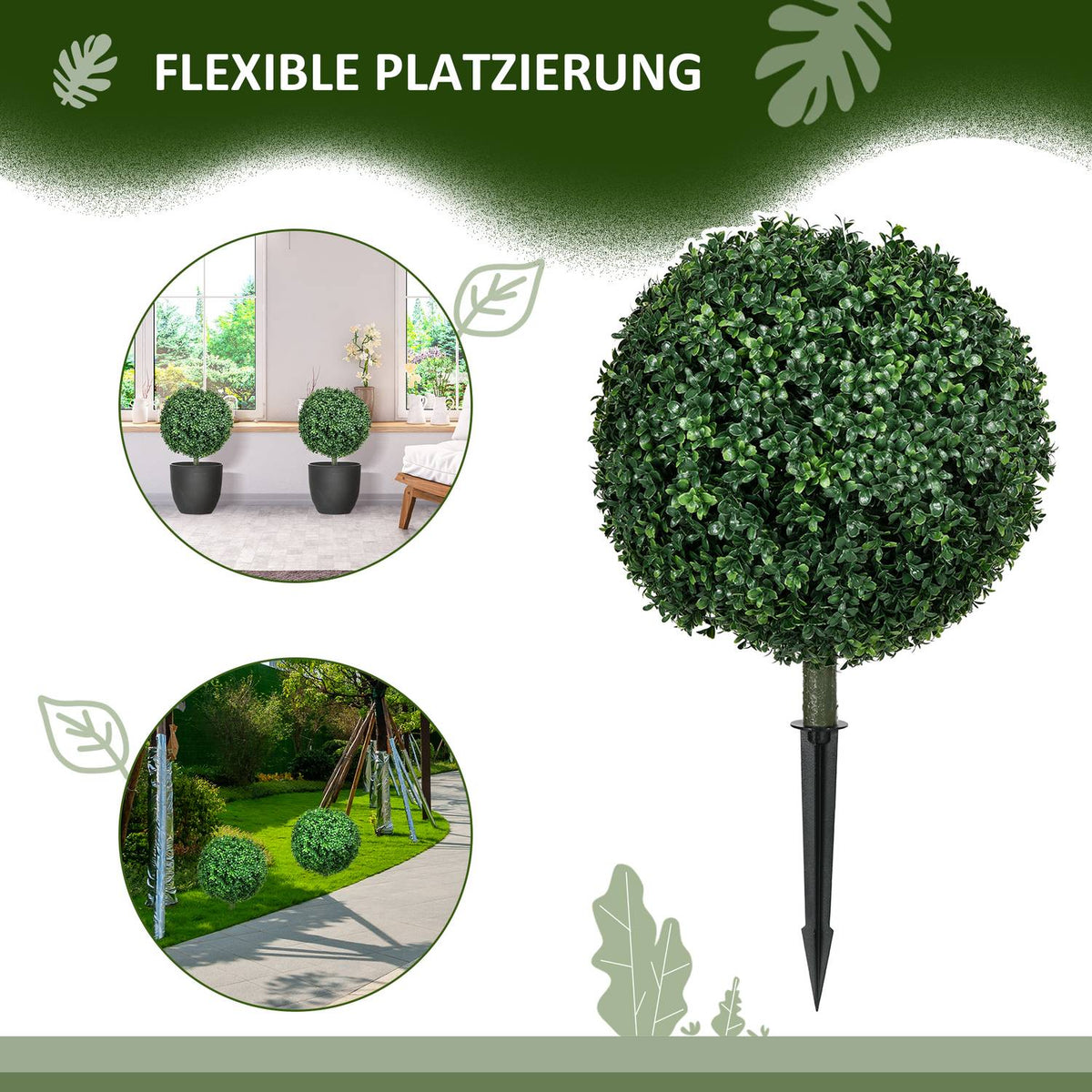 Set of 2 artificial boxwood large 70 cm artificial plants with UV protection, artificial plants like real ones with ground stakes for living room, bedroom, office, garden, modern decoration