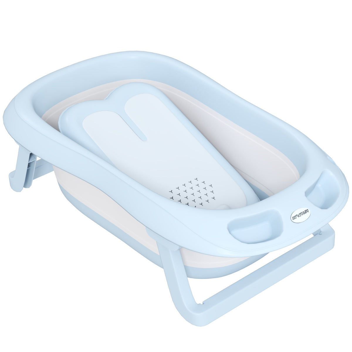 Set of 2 baby bathtubs, foldable baby bathtub with frame, non-slip baby bathtub, bathing basin, shower tray for toddlers 0-3 years, light blue