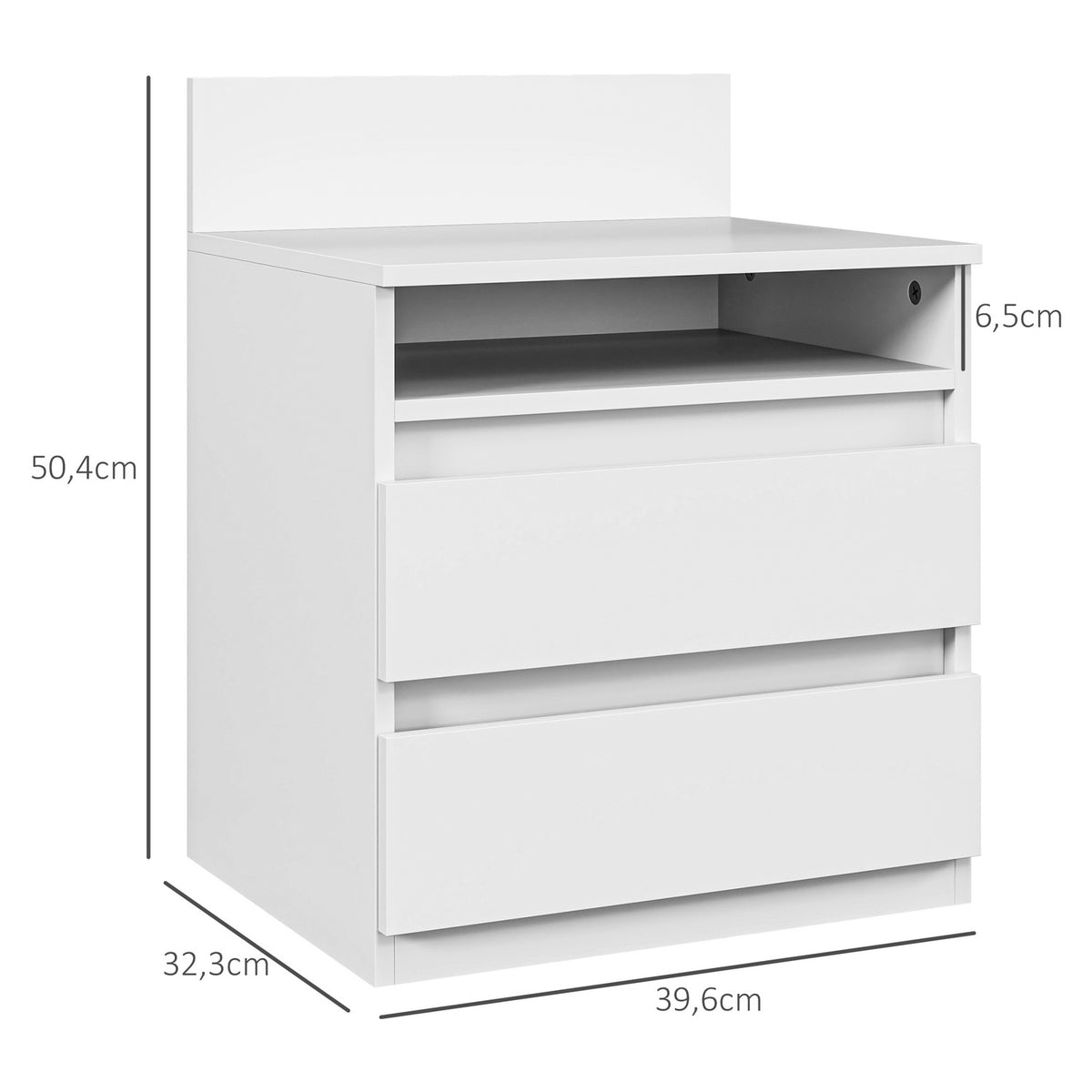 Set of 2 bedside tables with 2 drawers, side table, nightstand with shelf, nightstand for bedroom, living room, approx. 40 x 32 x 50 cm, white