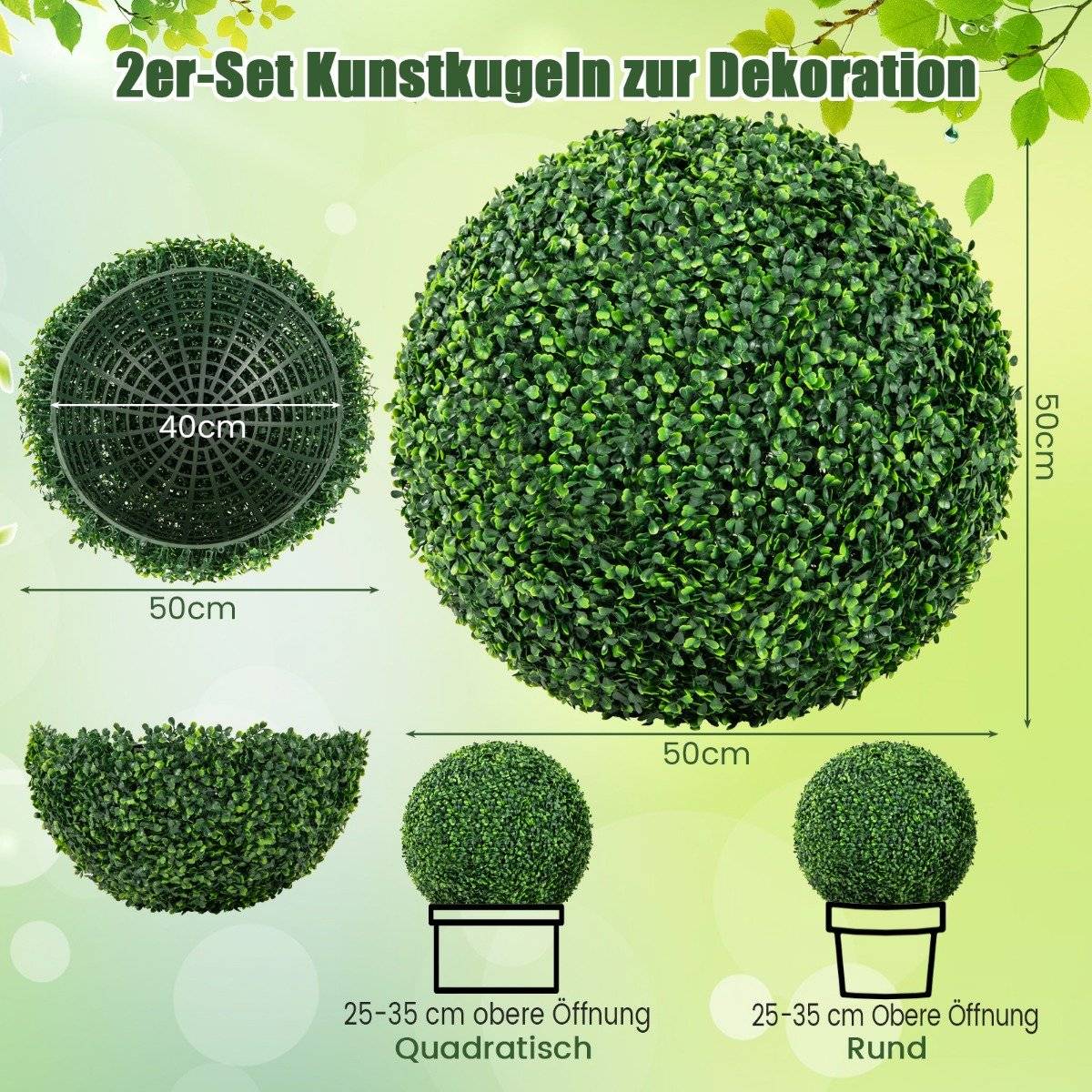Set of 2 boxwood balls, boxwood balls, UV-resistant topiary, artificial plant, decorative plant, dark green