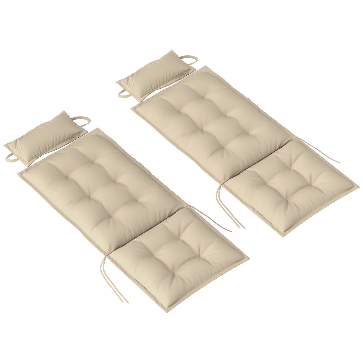 Set of 2 cushions for sun loungers, water-repellent lounger cushions for garden loungers, upholstered cushions for beach loungers, deck chair cushions, cushions for garden furniture cushions, 50 x 116 x 5 cm, beige