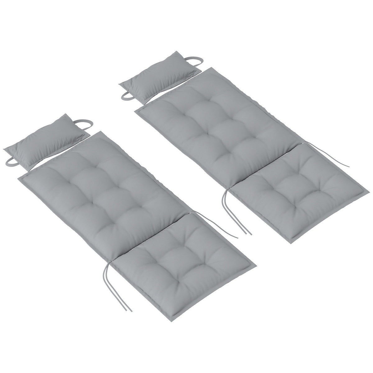 Set of 2 cushions for sun loungers, water-repellent lounger cushions for garden loungers, upholstered cushions for beach loungers, deck chair cushions, cushions for garden furniture cushions, 50 x 116 x 5 cm, light gray