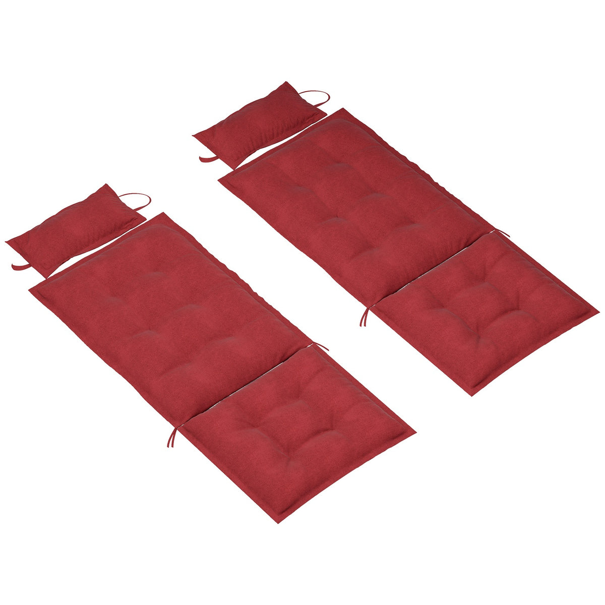Set of 2 cushions for sun loungers, water-repellent lounger cushions for garden loungers, upholstered cushions for beach loungers, deck chair cushions, cushions for garden furniture cushions, 50 x 116 x 5 cm, wine red