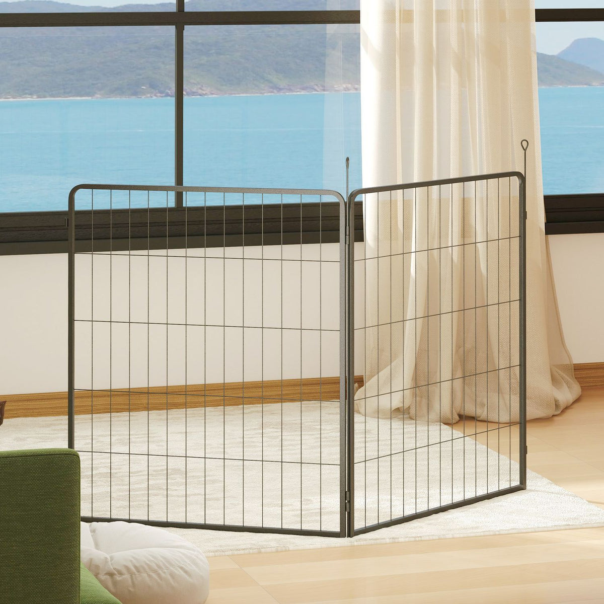 Set of 2 extension 2 dog fence panels for outdoor enclosures, 80 x 100 cm steel puppy fence, for small to large dogs black