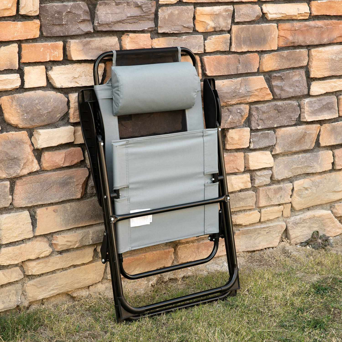 Set of 2 folding garden chairs with adjustable backrest and armrest, camping chair can hold up to 120 kg for garden and balcony