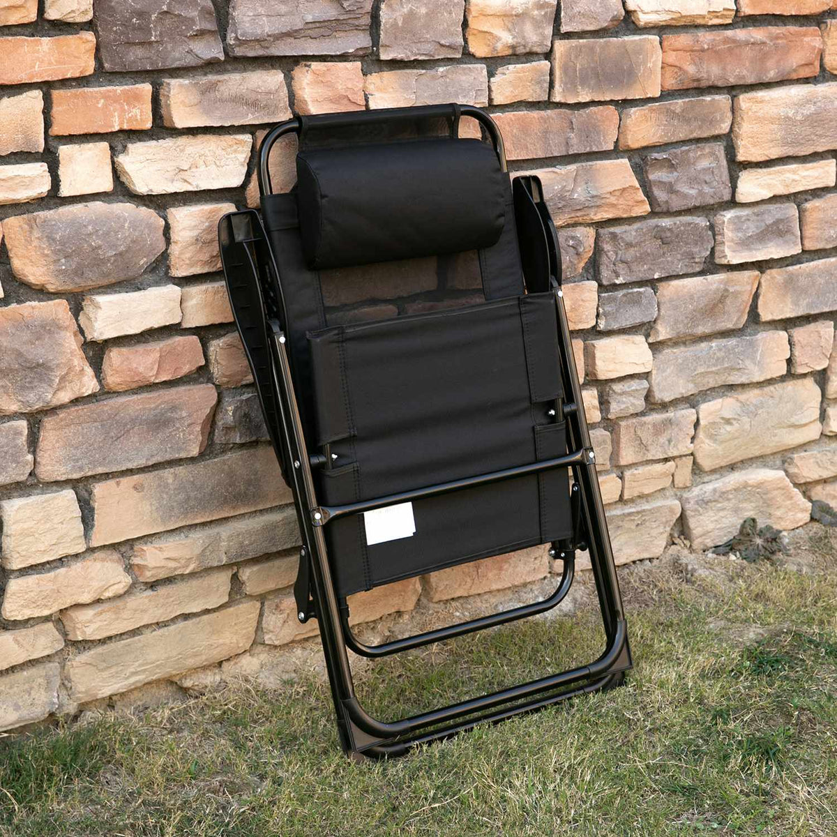 Set of 2 folding garden chairs with adjustable backrest and armrest, camping chair with a load capacity of up to 120 kg for garden and balcony