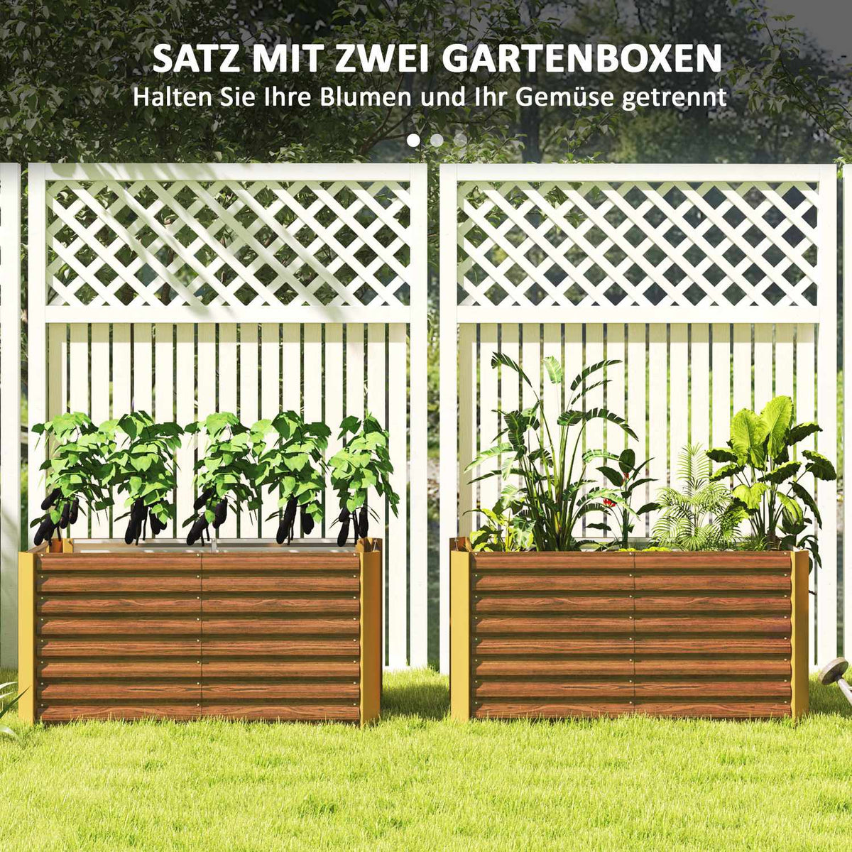 Set of 2 raised bed flower beds, weather-resistant, plant bed, cold frame, garden bed, plant pot, plant box made of galvanized steel, flower box for patio and garden, 120 x 60 x 60 cm