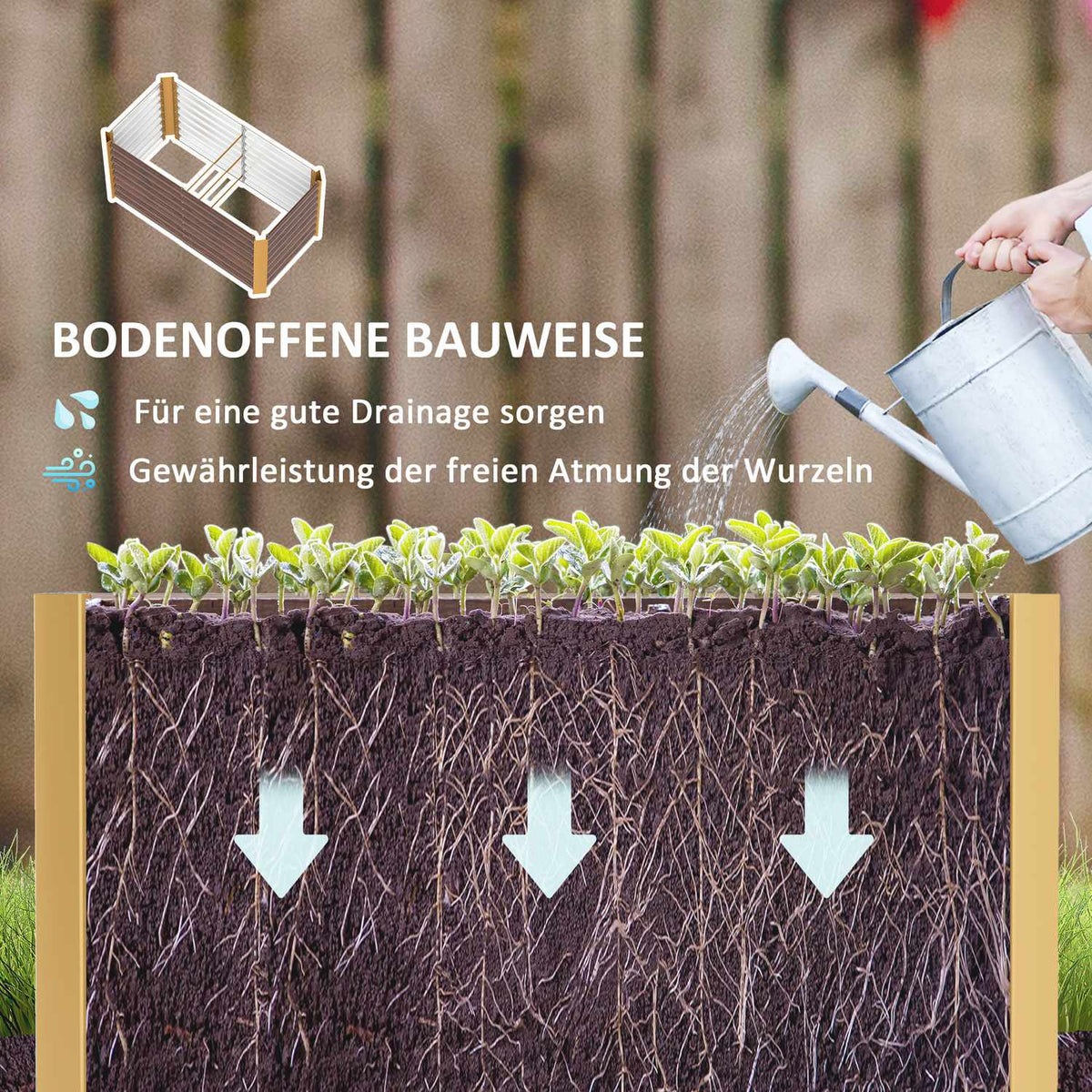 Set of 2 raised bed flower beds, weather-resistant, plant bed, cold frame, garden bed, plant pot, plant box made of galvanized steel, flower box for patio and garden, 120 x 60 x 60 cm