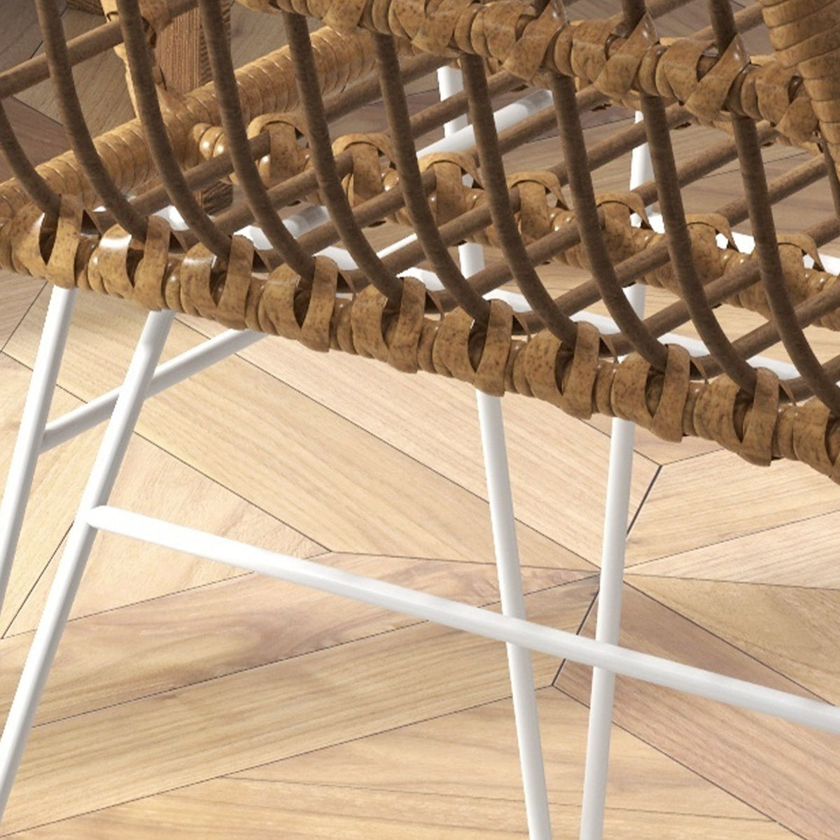 Set of 2 rattan dining room chairs, load capacity 120 kg, ergonomic, with backrest, steel legs, in boho style, 56 x 60 x 79 cm, natural
