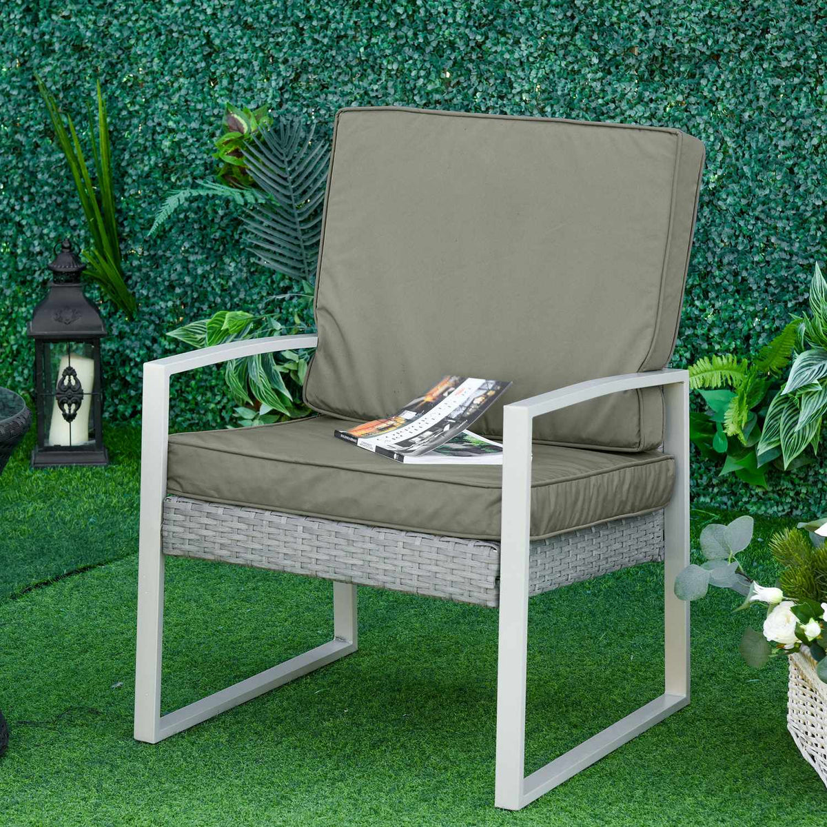 Set of 2 seat cushions, 56 x 52 cm chair cushions with zip, fabric cover, 7 cm thick padding, washable seat cushions for home, garden, car, office, sofa, chairs, dark gray