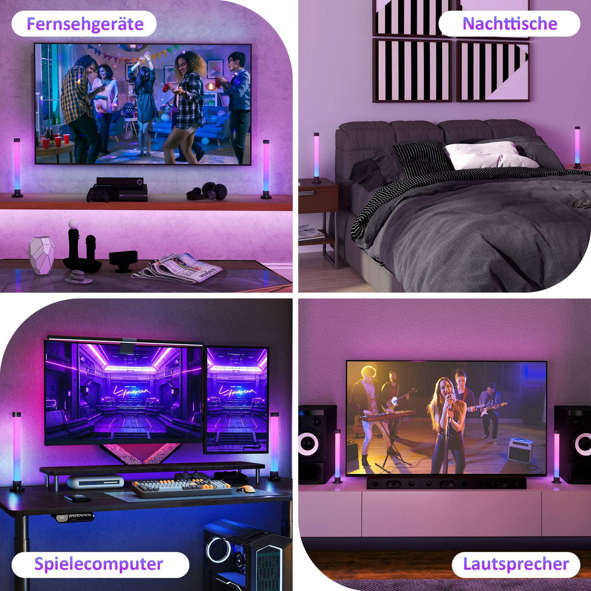 Set of 2 table lamps, table lamp with app and remote control, music synchronization, color modes, timer, smart bedside lamp for living room, playroom, white