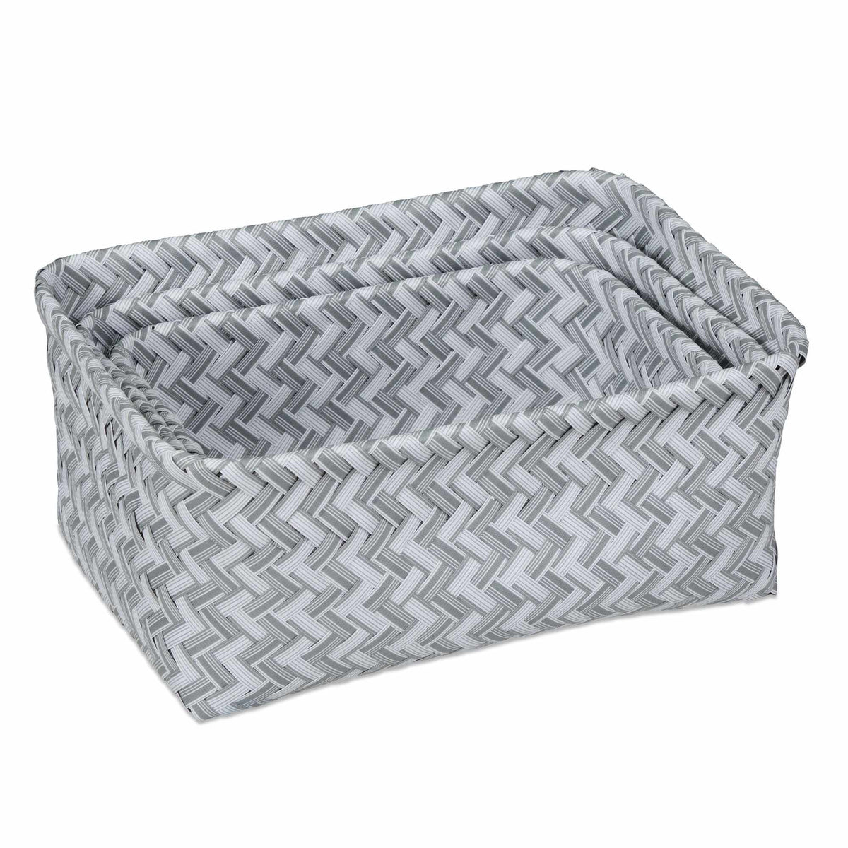 Set of 3 Plastic Wicker Storage Baskets