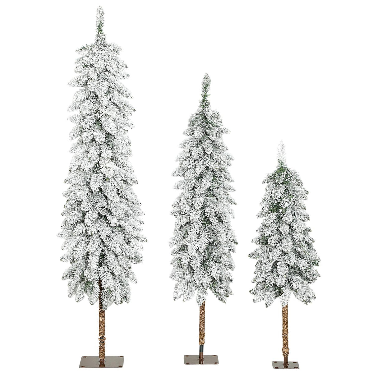 Set of 3 Snowy Artificial Christmas Trees, 3 Sizes, Flame-Resistant