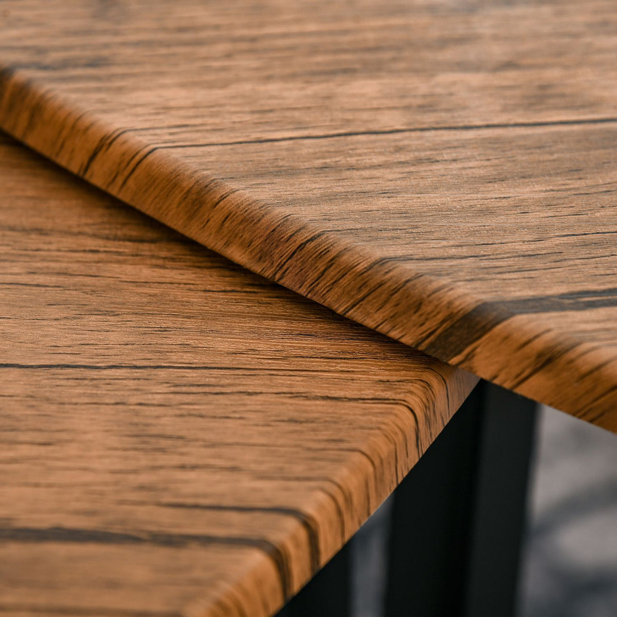 Set of 3 coffee tables, side tables, stacking tables, coffee tables, nesting tables, MDF, natural + black