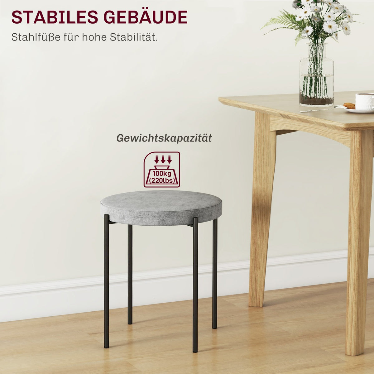 Set of 4 Dining Room Stools, Stackable Dining Room Chairs, Kitchen Chair with Padded Seat, Velvet Look, Stool for Kitchen, Dining Room