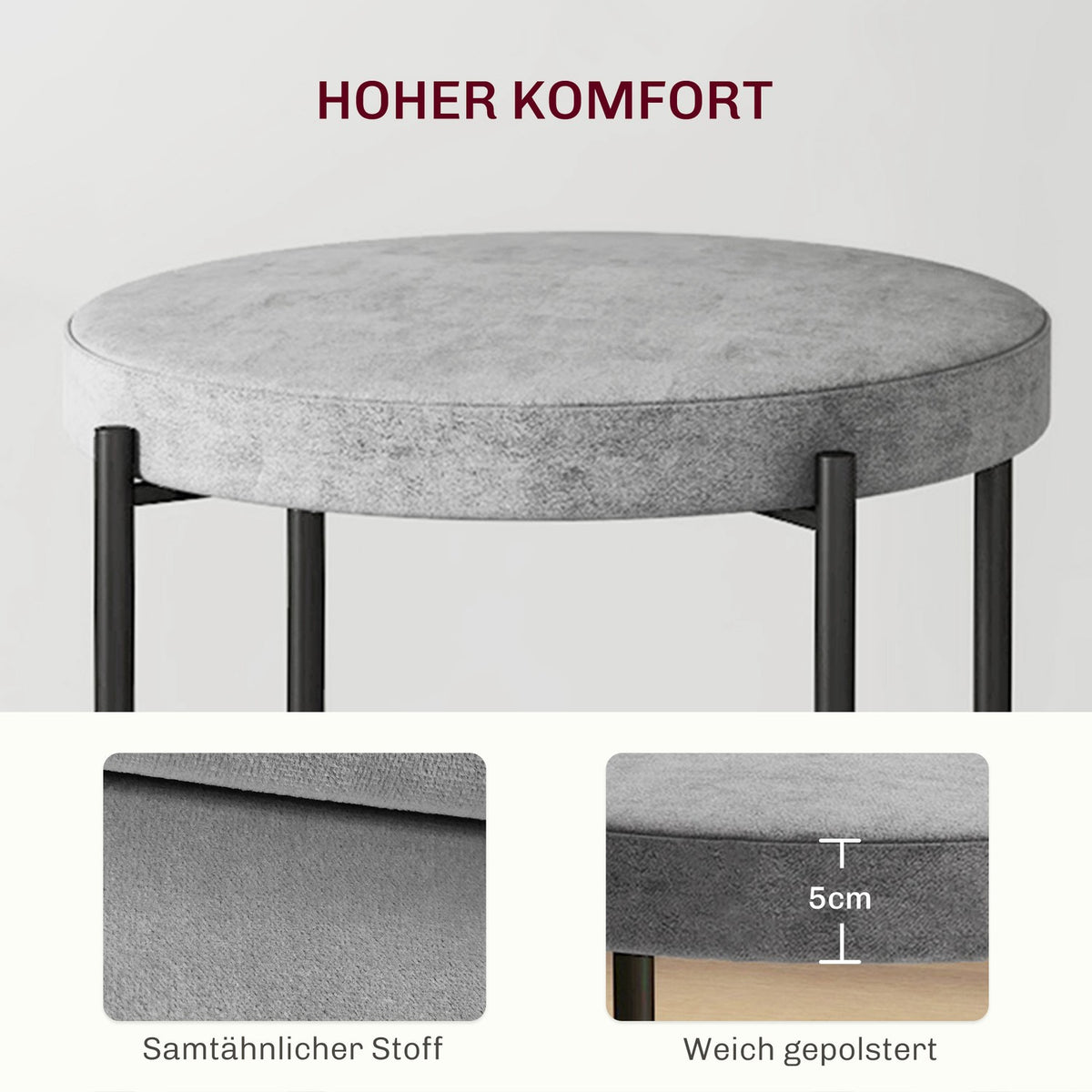 Set of 4 Dining Room Stools, Stackable Dining Room Chairs, Kitchen Chair with Padded Seat, Velvet Look, Stool for Kitchen, Dining Room