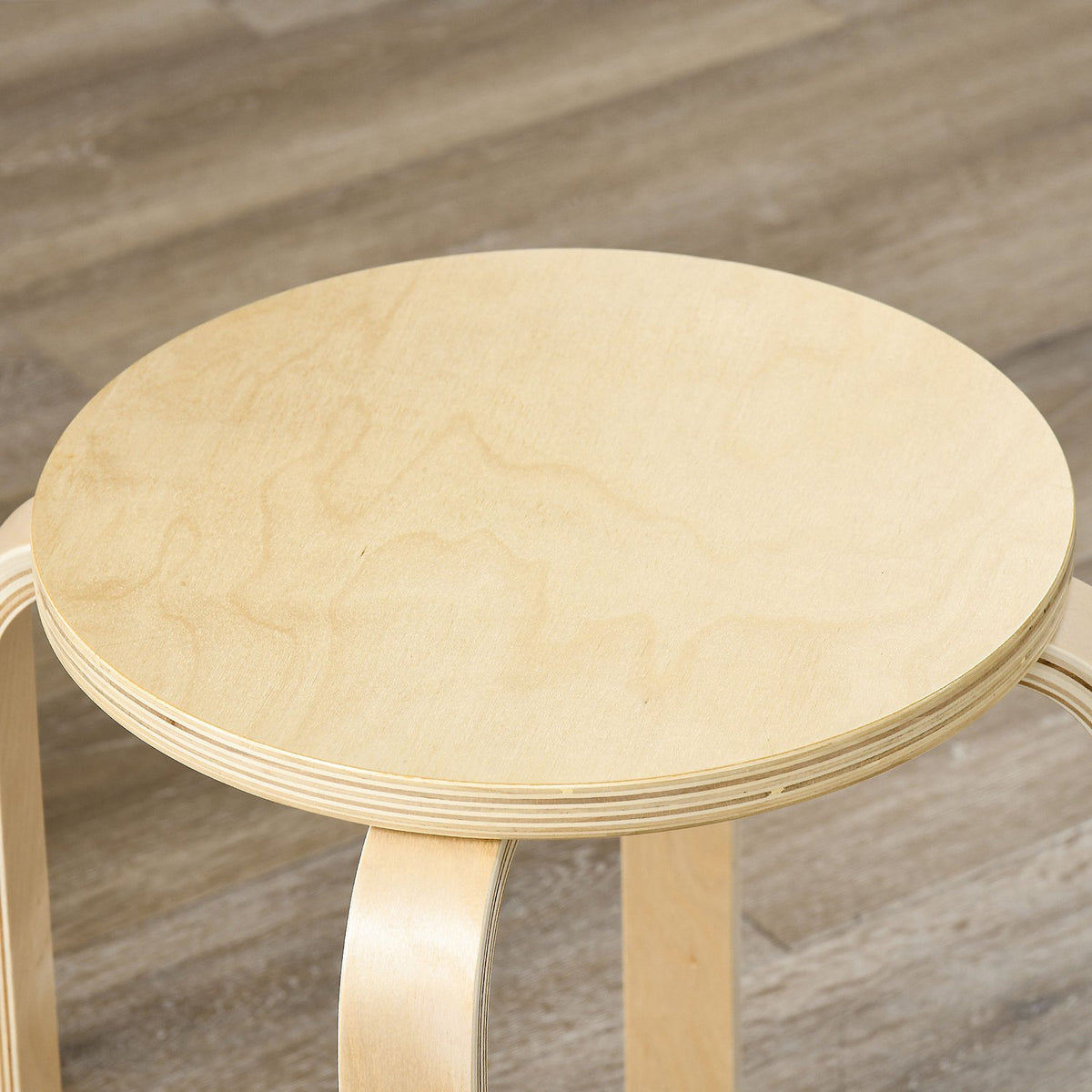 Set of 4 Stackable Stools, Dining Room Stools with Non-Slip Mat, Multifunctional Stools for Dining Room, Living Room, Natural