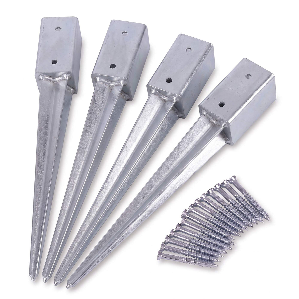 Set of 4 Stainless Steel Drive-In Post Anchors, 81 x 750 mm