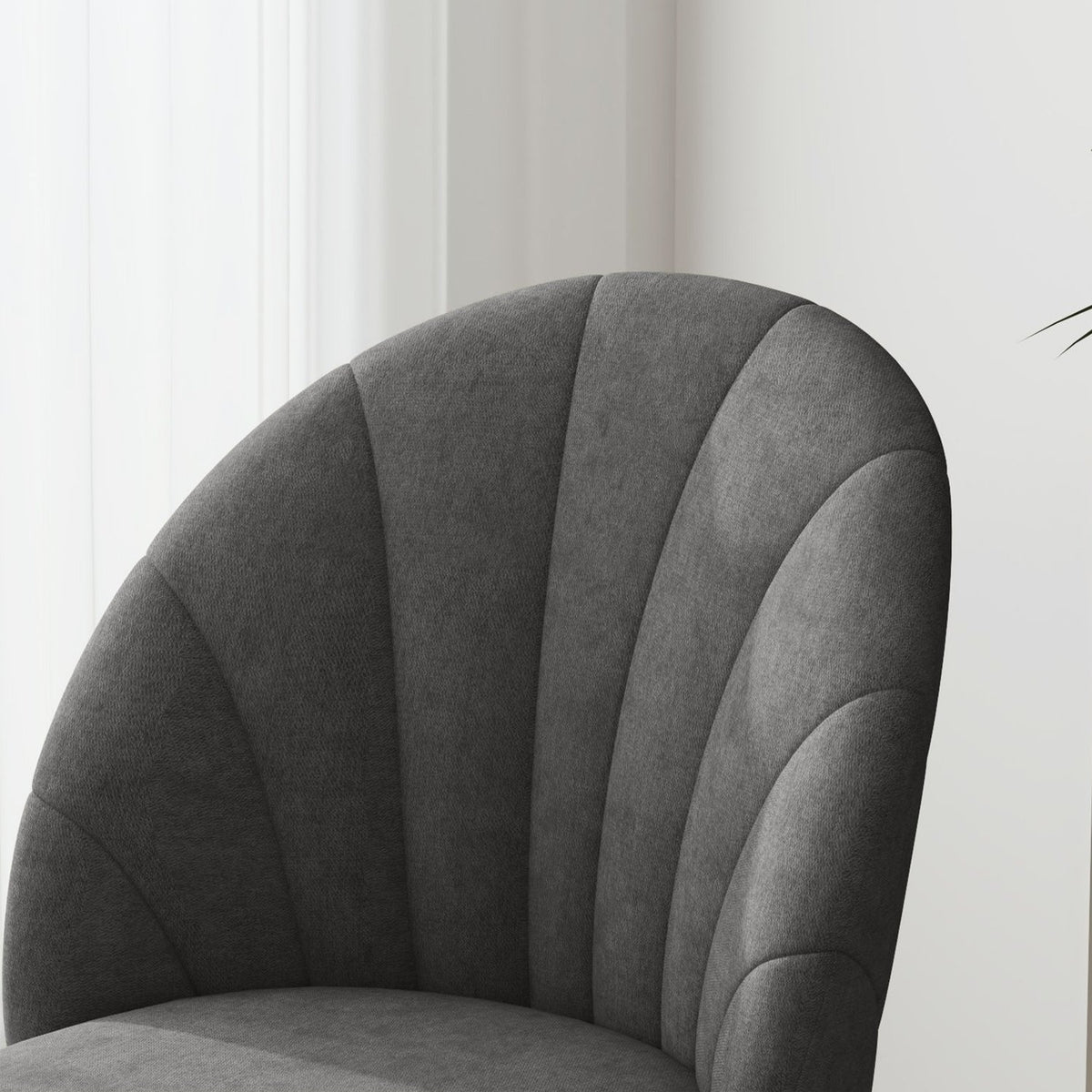 Set of 4 Velvet Dining Chairs, Ergonomic, Dark Grey