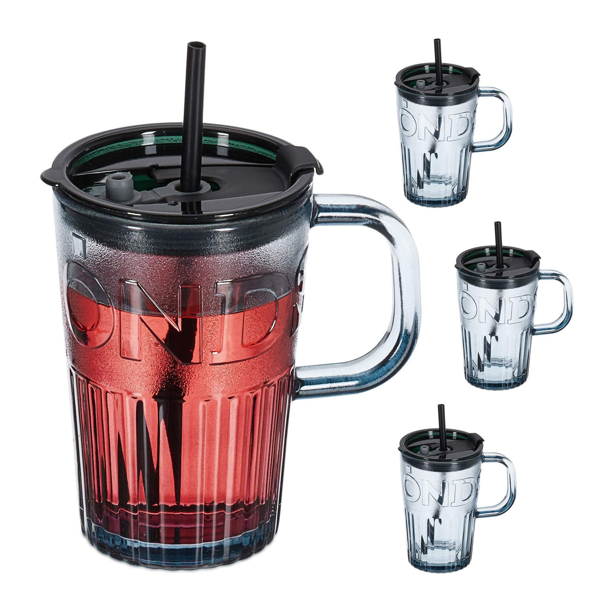 Set of 4 drinking glasses with handles