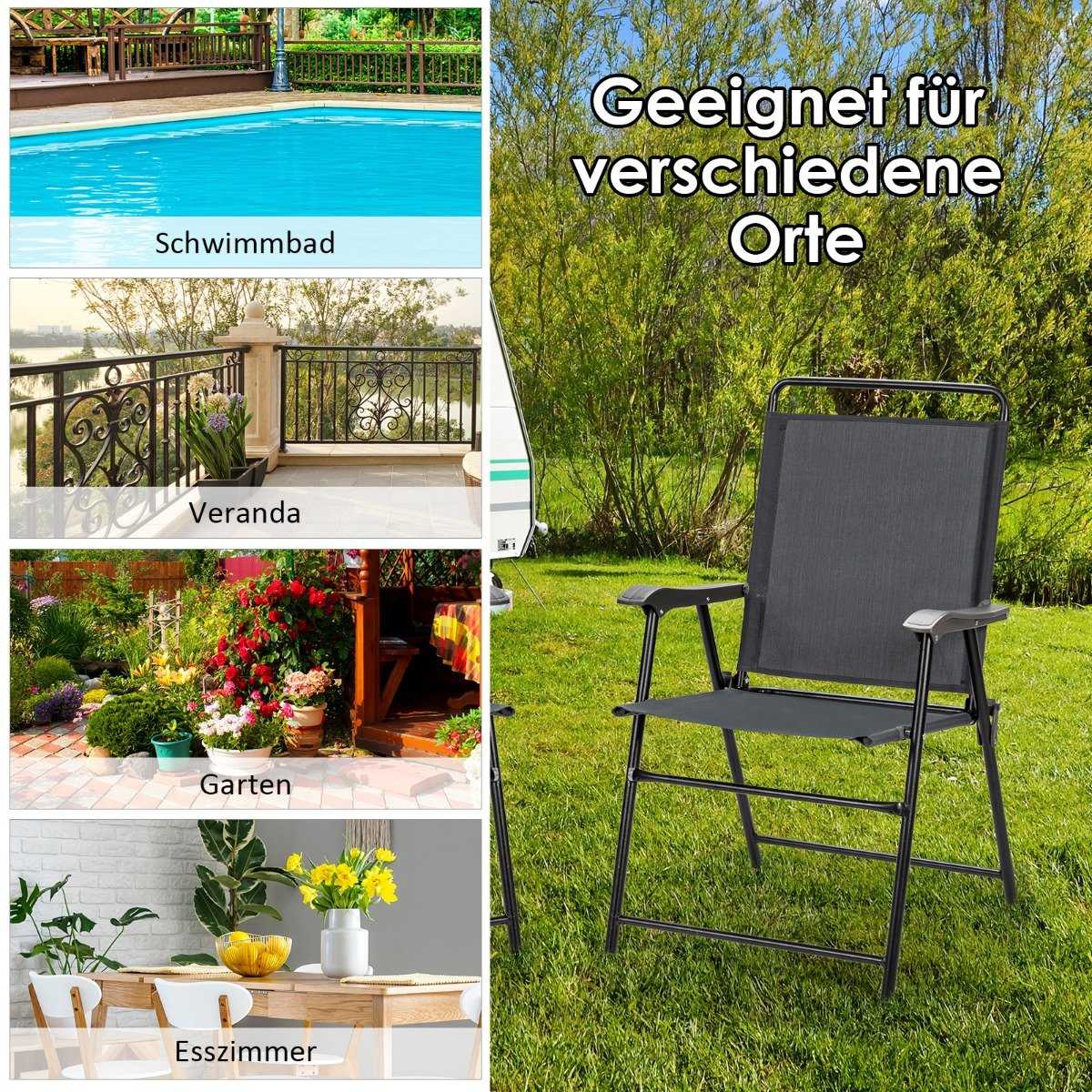 Set of 4 outdoor folding chairs with breathable fabric and non-slip foot pads patio chair