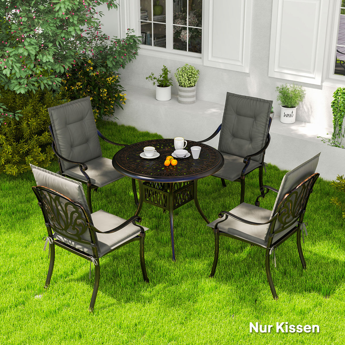 Set of 4 seat cushions 108 x 50 x 5 cm chair cushions with ties, outdoor indoor seat cushion, seat cushion, bench cushion for garden furniture, seat chair, dining chair, light gray
