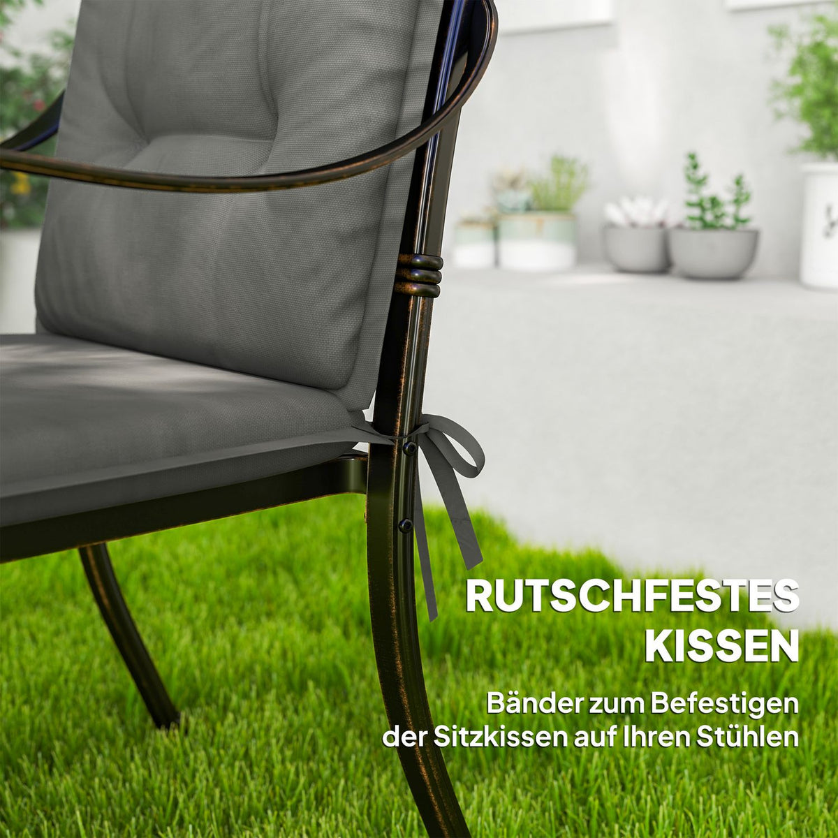 Set of 4 seat cushions 108 x 50 x 5 cm chair cushions with ties, outdoor indoor seat cushion, seat cushion, bench cushion for garden furniture, seat chair, dining chair, light gray