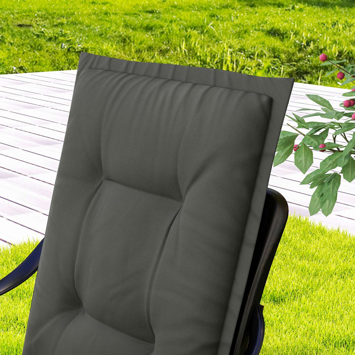 Set of 4 seat cushions 108 x 50 x 5 cm chair cushions with ties, outdoor indoor seat cushion, seat cushion, bench cushion for garden furniture, seat chair, dining chair, light gray