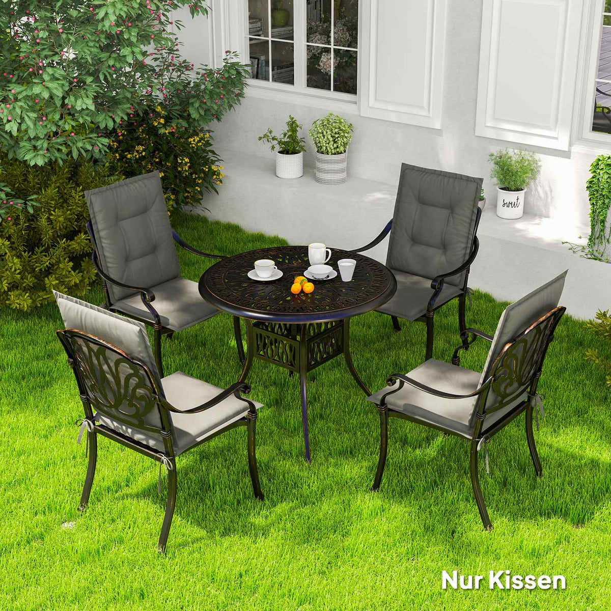 Set of 4 seat cushions 108 x 50 x 5 cm chair cushions with ties, outdoor indoor seat cushion, seat cushion, bench cushion for garden furniture, seat chair, dining chair, light gray