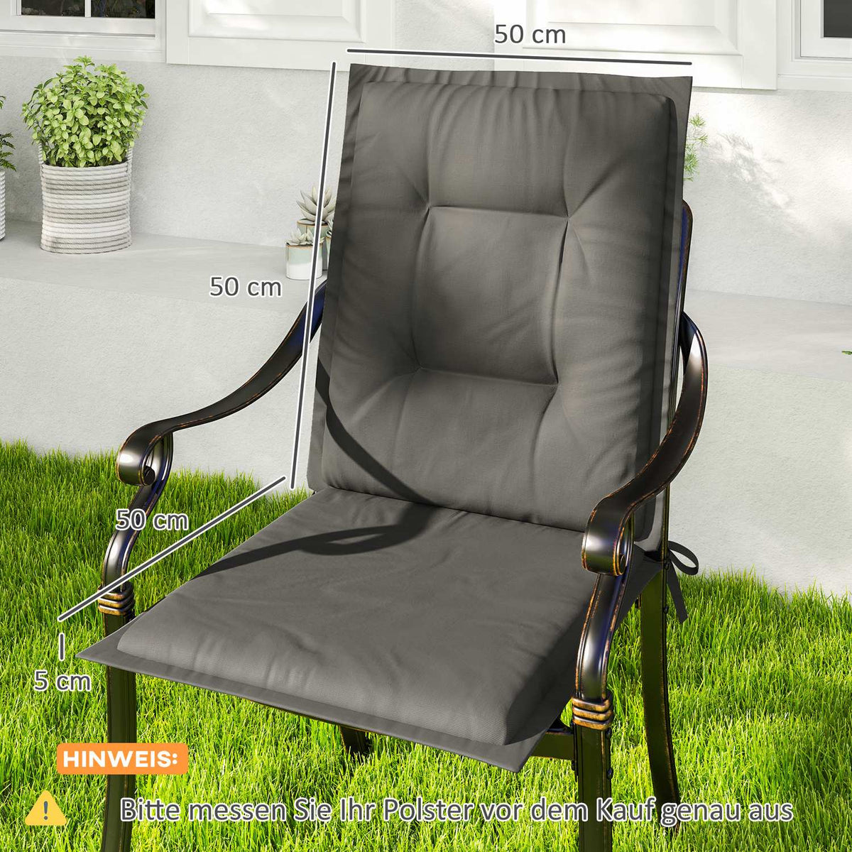 Set of 4 seat cushions 108 x 50 x 5 cm chair cushions with ties, outdoor indoor seat cushion, seat cushion, bench cushion for garden furniture, seat chair, dining chair, light gray
