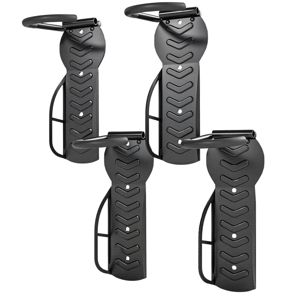 Set of 4 vertical bicycle wall mounts with 30 kg load capacity, foldable bicycle mount wall for 4 bicycles, bicycle stand for racing bikes, MTB e-bike bicycle suspension for garage house, black