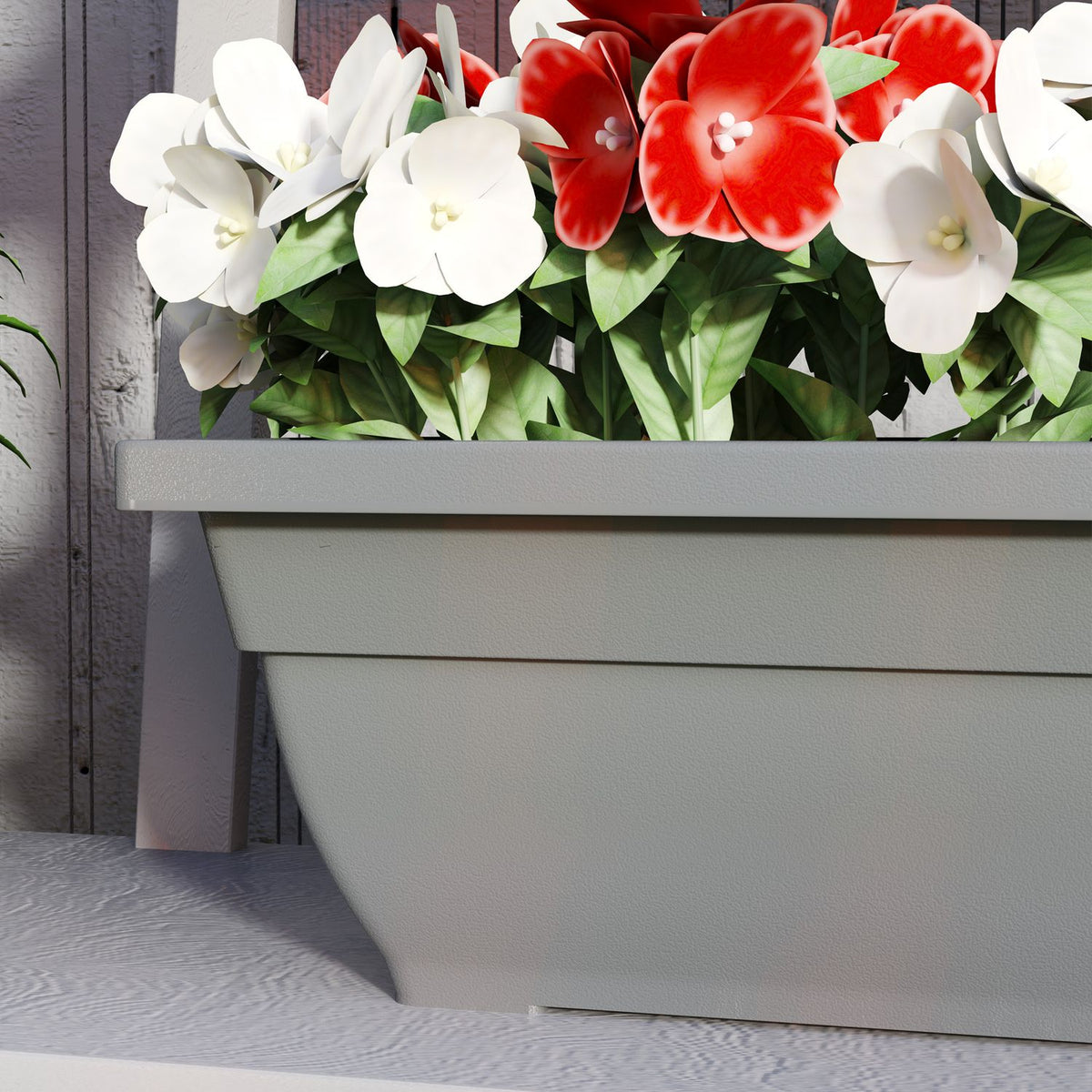 Set of 5 plastic flower pots, 59 x 21 x 16 cm stackable flower pots set, weatherproof planter, pots for indoor and outdoor use, gray