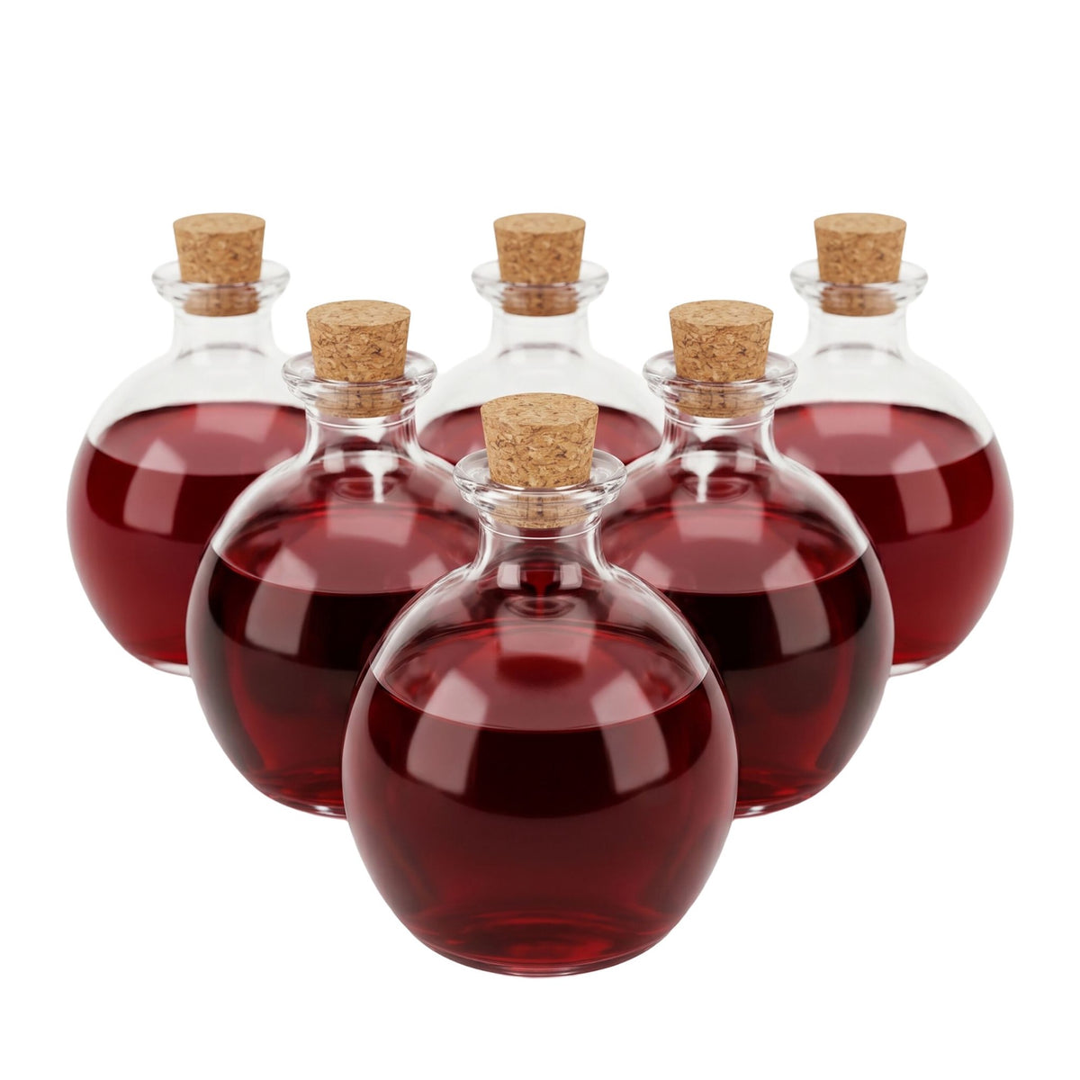 Set of 6 Glass Bottles with Corks, 260ml Capacity