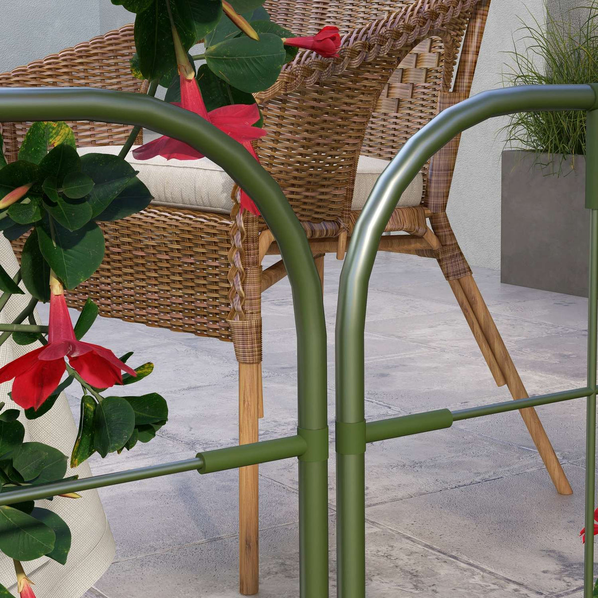 Set of 6 trellises made of steel plant holders and trellises for climbing plants, suitable for balconies, robust and weatherproof, green