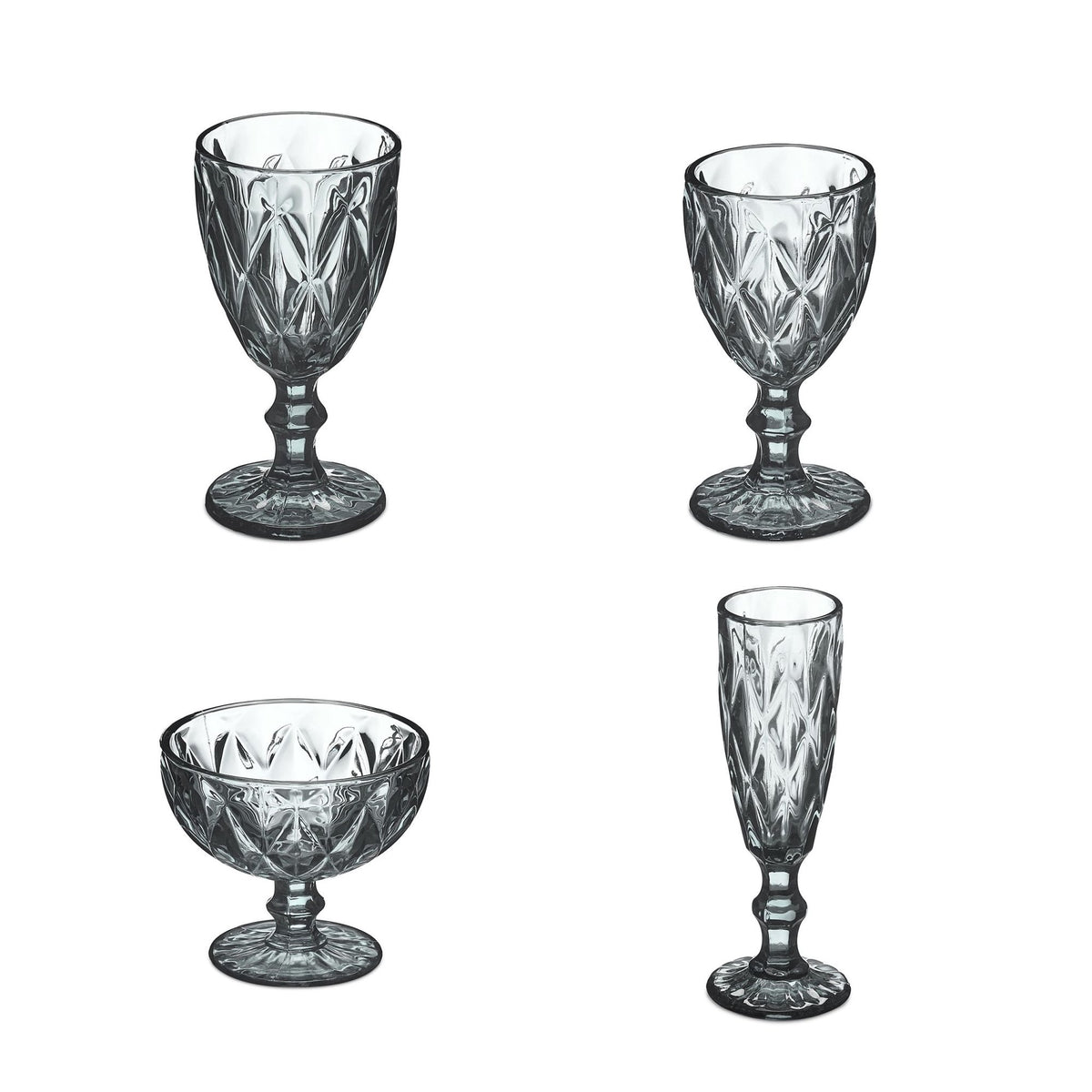Set of 7 gray glasses