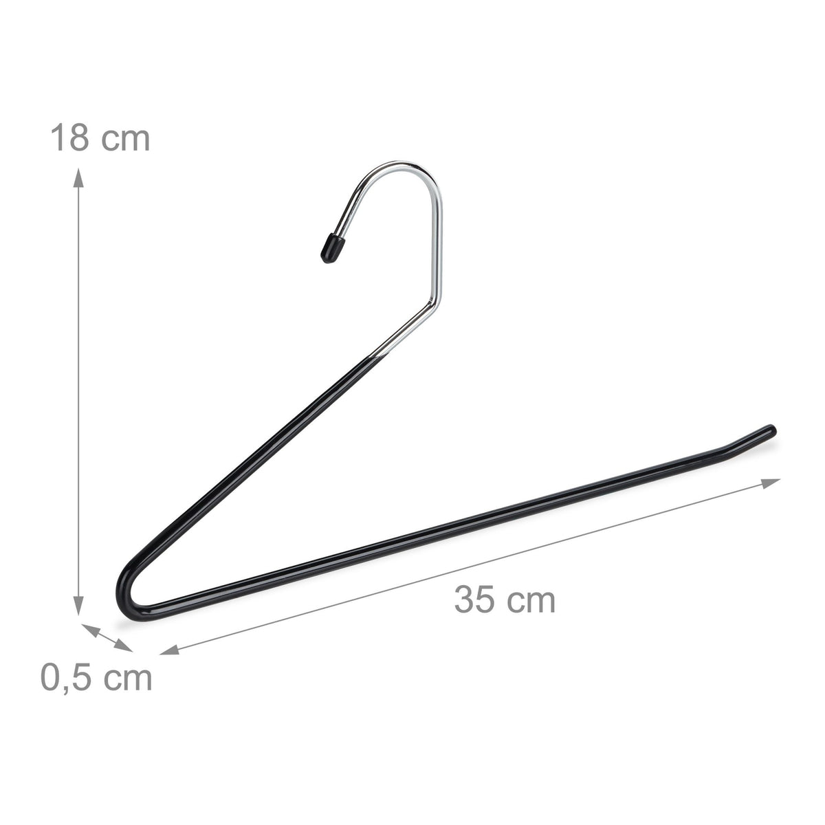 Set of black trouser hangers with non-slip protection