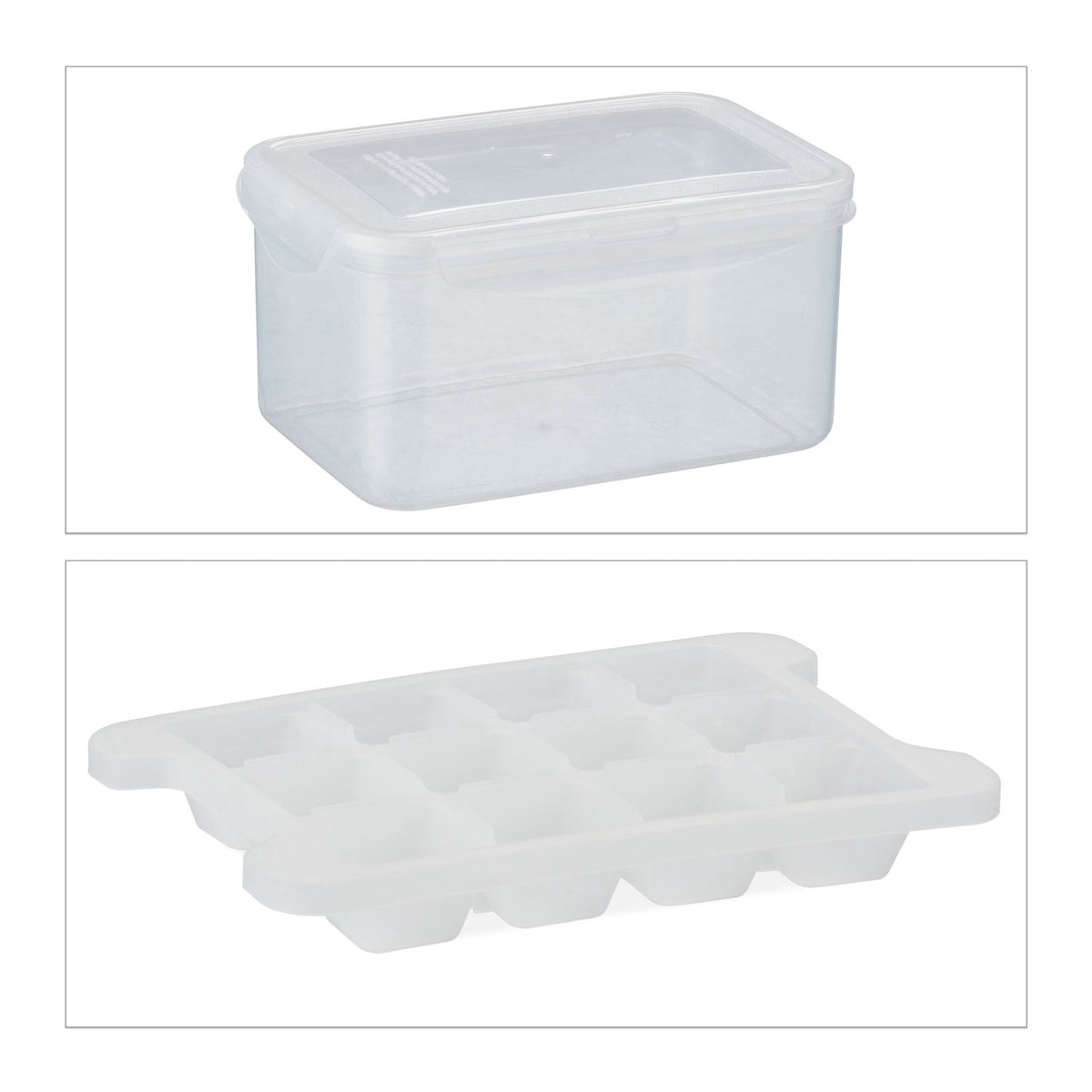 Set of ice cube molds with box and lid