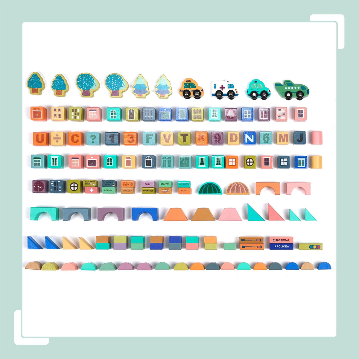 Set of wooden building blocks City