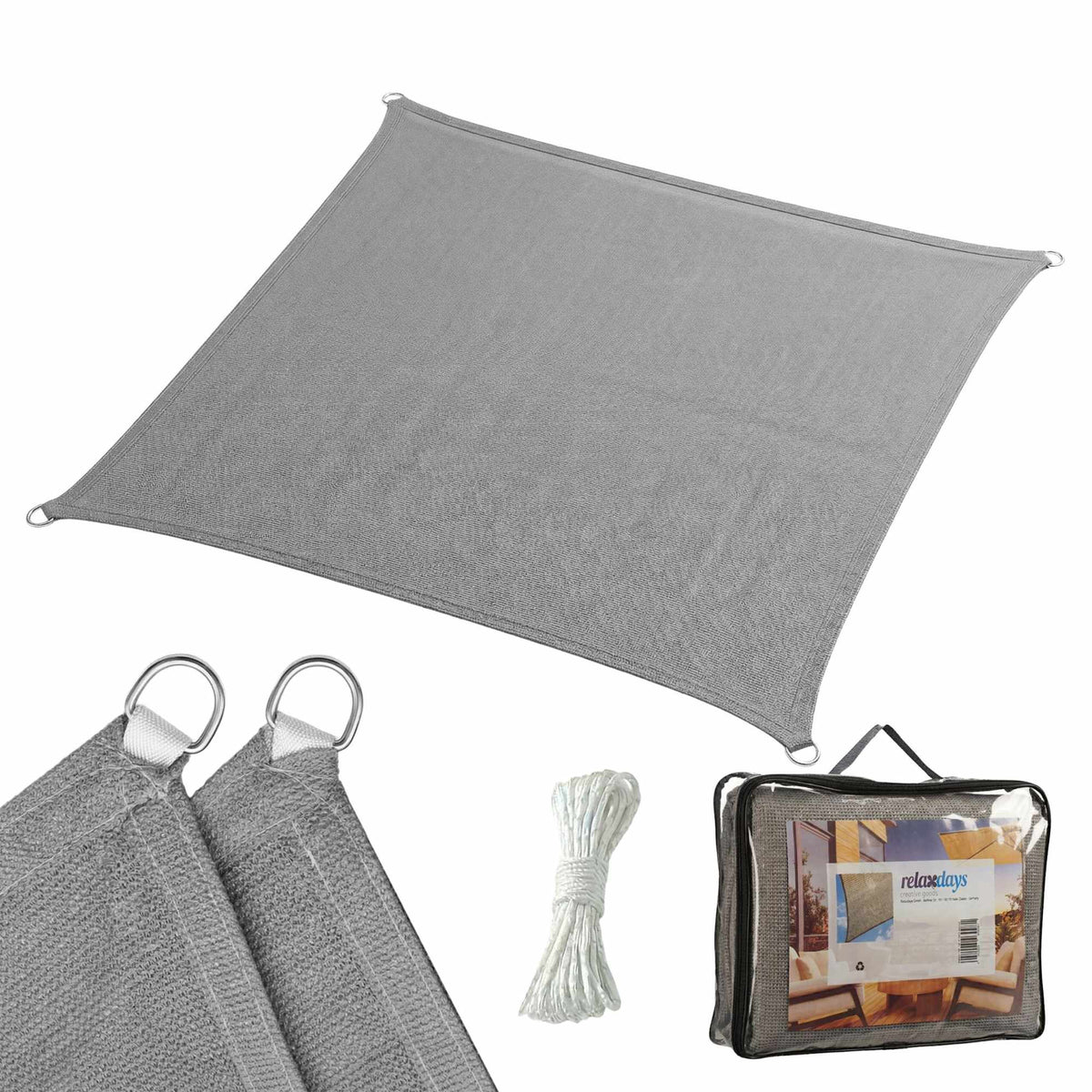 Shade Sail With Eyelets, Breathable HDPE, Tension Ropes
