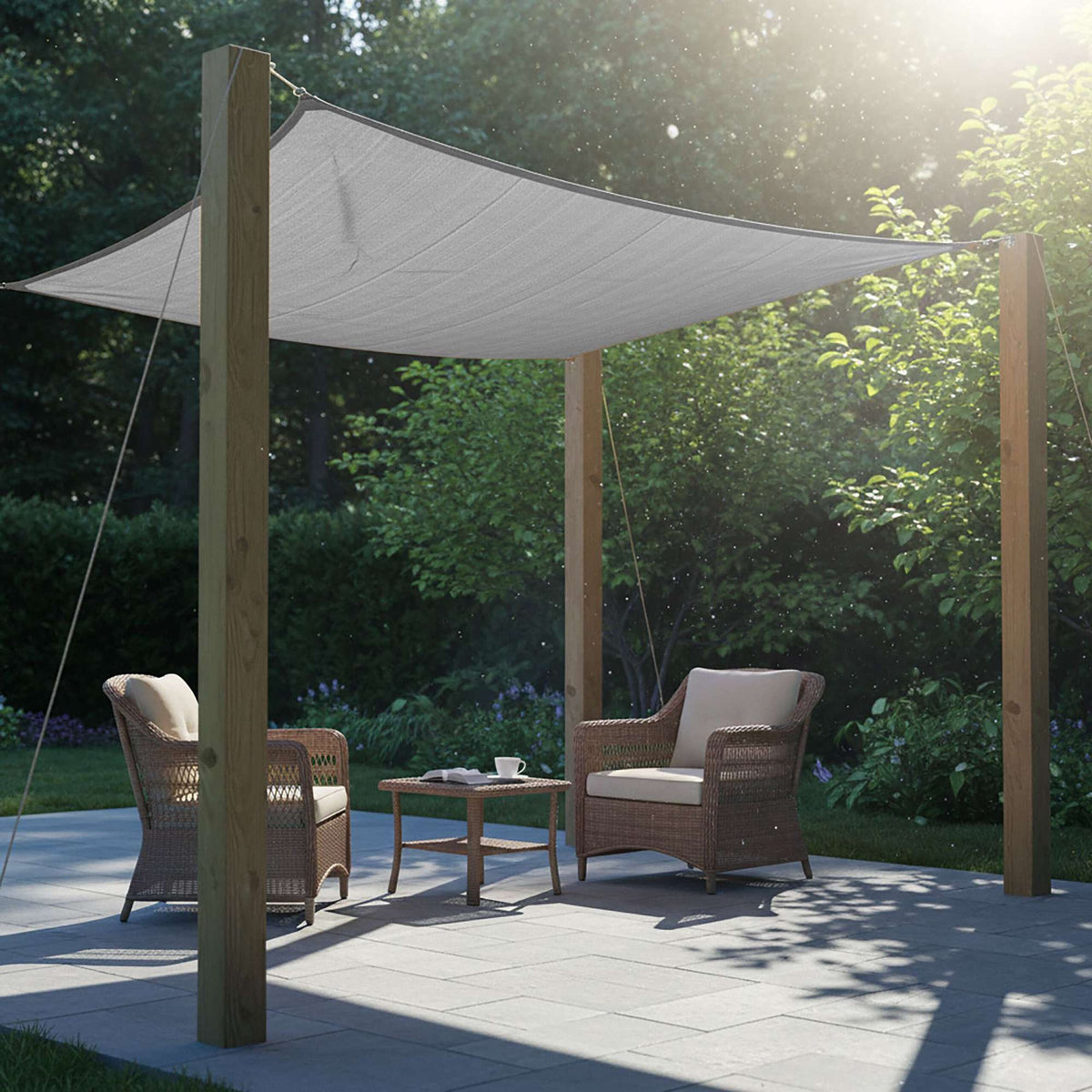 Shade Sail With Eyelets, Breathable HDPE, Tension Ropes